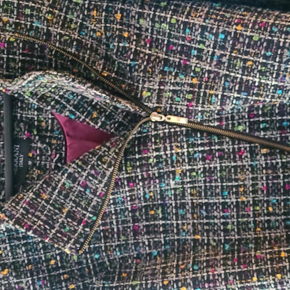 Women's jacket tweed cropped gray with Teal and purple accents - Picture 3 of 10